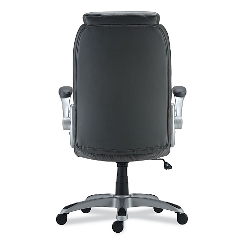 Alera Leithen Bonded Leather Midback Chair, Supports Up to 275 lb, Gray Seat/Back, Silver Base (ALELT4219)