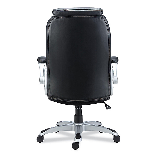 Alera Leithen Bonded Leather Midback Chair, Supports Up to 275 lb, Black Seat/Back, Silver Base (ALELT4249)