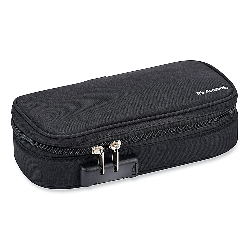 Bostitch It's Academic Locking Pencil Case, 2 Compartments, 4.75" x 2.5" x 2.5", Black, 2/Pack (24371BK2PK)