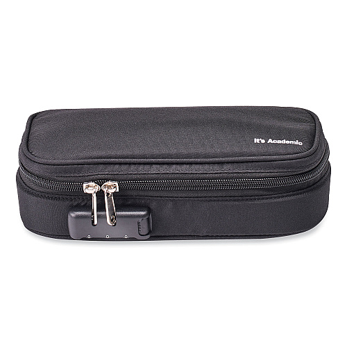 Bostitch It's Academic Locking Pencil Case, 2 Compartments, 4.75" x 2.5" x 2.5", Black, 2/Pack (24371BK2PK)