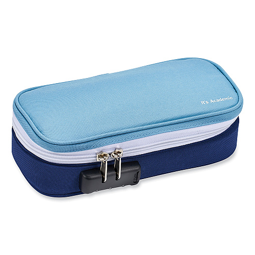 Bostitch It's Academic Locking Pencil Case, 2 Compartments, 4.75" x 2.5" x 2.5", Assorted Colors, 2/Pack (24371PMBL2PK)