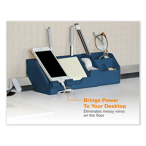 Bostitch Konnect Desk Organizer and Cable Management Five-Piece Kit, Plastic, Blue (KTCKIT1BLUE)
