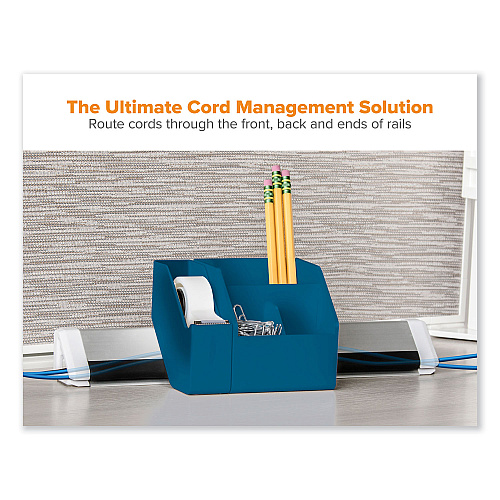 Bostitch Konnect Desk Organizer and Cable Management Nine-Piece Kit, Plastic, Blue (KTCKIT2BLUE)