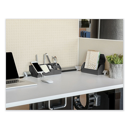 Bostitch Konnect Desk Organizer and Cable Management Nine-Piece Kit, Plastic, Gray (KTCKIT2GRAY)