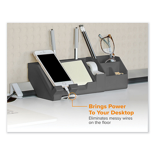 Bostitch Konnect Desk Organizer and Cable Management Nine-Piece Kit, Plastic, Gray (KTCKIT2GRAY)