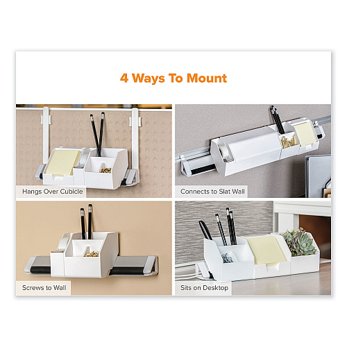 Bostitch Konnect Desk Organizer and Cable Management Nine-Piece Kit, Plastic, White (KTCKIT2WHITE)