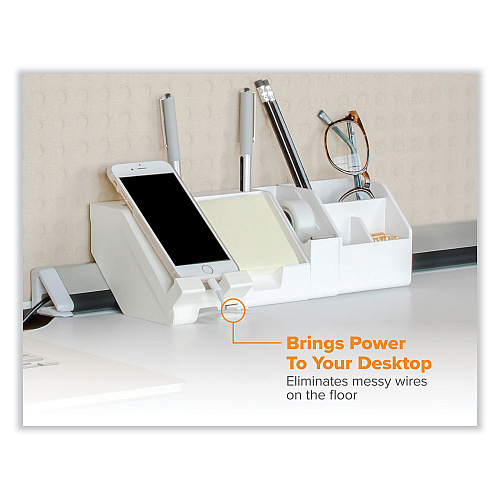 Bostitch Konnect Desk Organizer and Cable Management 14-Piece Kit, Plastic, White (KTCKIT4WHITE)
