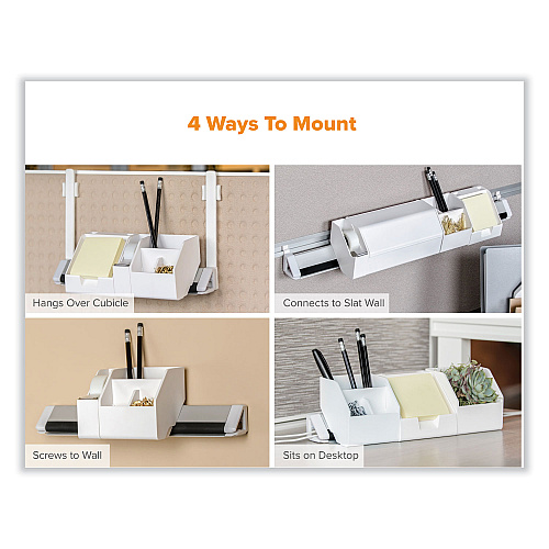 Bostitch Konnect Desk Organizer and Cable Management 17-Piece Kit, Plastic, White (KTCKIT5WHITE)