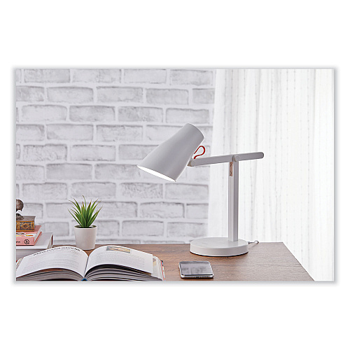 Bostitch Office LED Desk Lamp with Qi Wireless Charging, 17.5" High, White Base (LED2101)