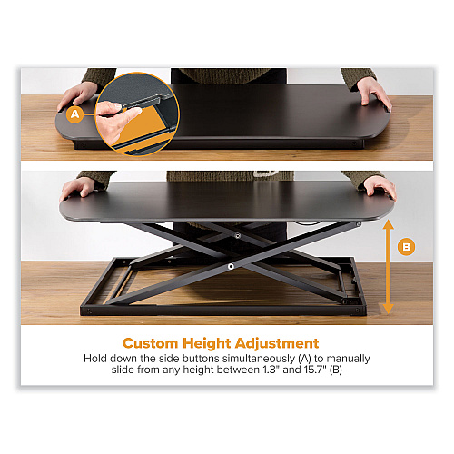 Bostitch Manual Height Adjustable Standing Desk Converter, 22.05" x 31.34" x 1.26" to 15.75", Black (STND3122BK)
