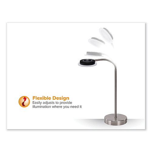 Black & Decker PureOptics LED Adjustable Gooseneck Desk Lamp with Two USB Ports, 14.12" High, Silver Base (VLED625D)