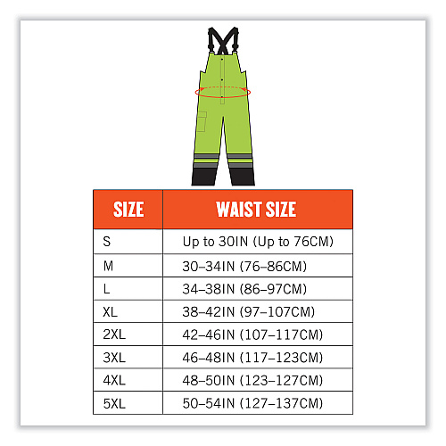 ergodyne GloWear 8918BK Class E Hi-Vis Rain Bibs Black Bottom, Medium, Lime (25013)