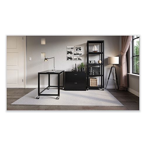 Hirsh Industries RTA Mobile Desk, 47.45 x 23.88 x 29.6, Black (21113)