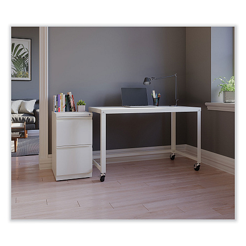Hirsh Industries RTA Mobile Desk, 47.45 x 23.88 x 29.6, White (21114)