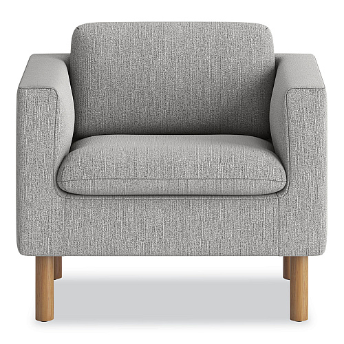 HON Parkwyn Series Club Chair, 33" x 26.75" x 29", Gray Seat, Gray Back, Oak Base (VP3LCHRGRY)