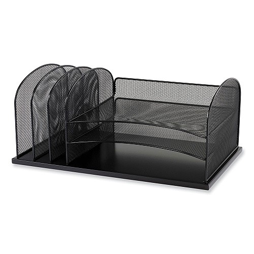 Safco Onyx Desk Organizer with Three Horizontal and Three Upright Sections, Letter Size Files, 19.25 x11.5 x 8.25, Blue (3254BU)