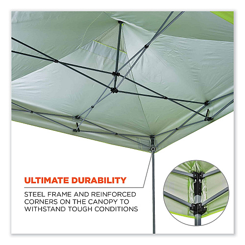 ergodyne Shax 6000 Heavy-Duty Pop-Up Tent, Single Skin, 10 ft x 10 ft, Polyester/Steel, Lime (12900)