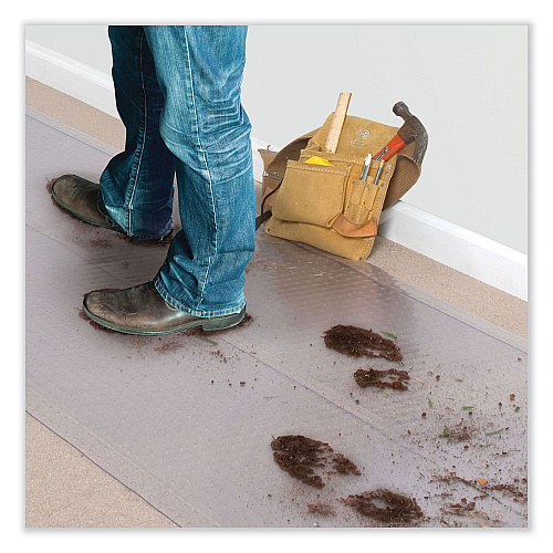 ES Robbins Ribbed Vinyl Carpet Runner, 27 x 240, Clear (184015)