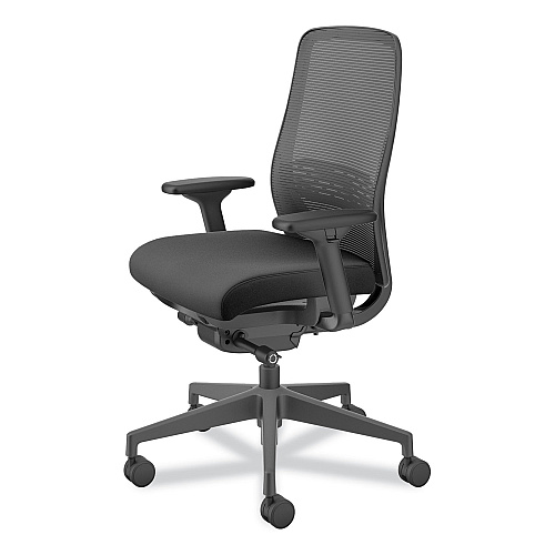 HON Nucleus Series Recharge Task Chair, Supports Up to 300 lb, 16.63 to 21.13 Seat Height, Black Seat/Back, Black Base (NR12SAMC10BT)