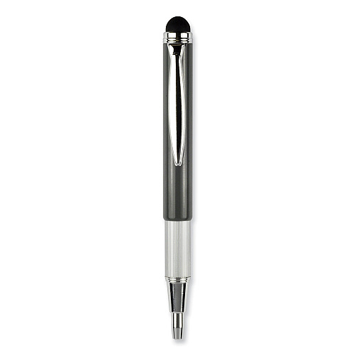 Zebra StylusPen Telescopic Ballpoint Pen/Stylus, Retractable, Medium 1 mm, Black Ink, Blue/Gray Barrel, 2/Pack (33602)