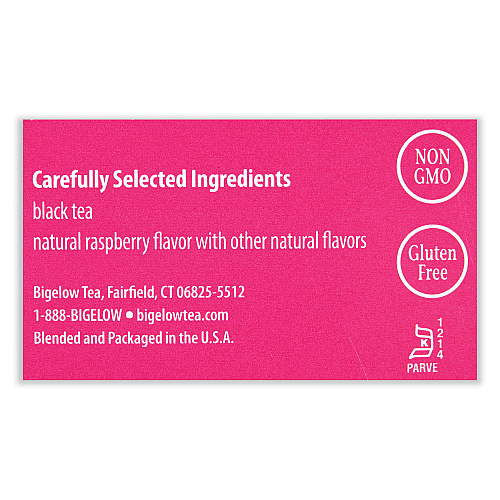 Bigelow Raspberry Black Tea, Raspberry, 0.34 lbs, 28/Box (003401)