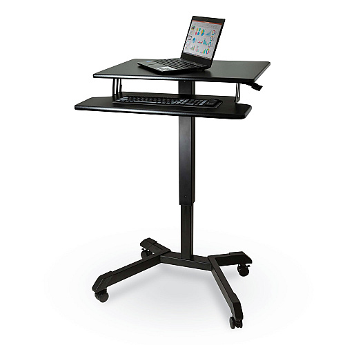 Victor Mobile Height Adjustable Standing Desk with Keyboard Tray, 25.6 x 17.7 x 29 to 44, Black (DC550)