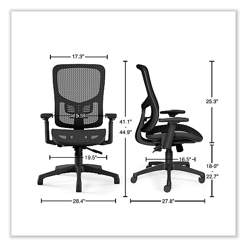 Union & Scale FlexFit Kroy Mesh Task Chair, Supports Up to 275 lbs, 18.9 to 22.76" Seat Height, Black Seat, Black Back, Black Base (59523)