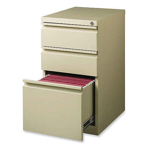 Hirsh Industries Full-Width Pull 20 Deep Mobile Pedestal File, 3-Drawer: Box/Box/File, Letter, Putty, 15 x 19.88 x 27.75 (18574)