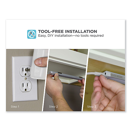 Black & Decker LED Dimmable Under Counter Lighting with Motion Sensor Three-Bar Kit, 0.78w x 0.39h (LEDUC93CK)