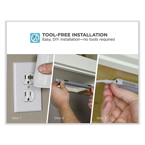 Black & Decker LED Dimmable Under Counter Lighting with Motion Sensor and Magnetic Option Nine-Inch One-Bar Kit, 0.78w x 0.39h (LEDUC91CK)