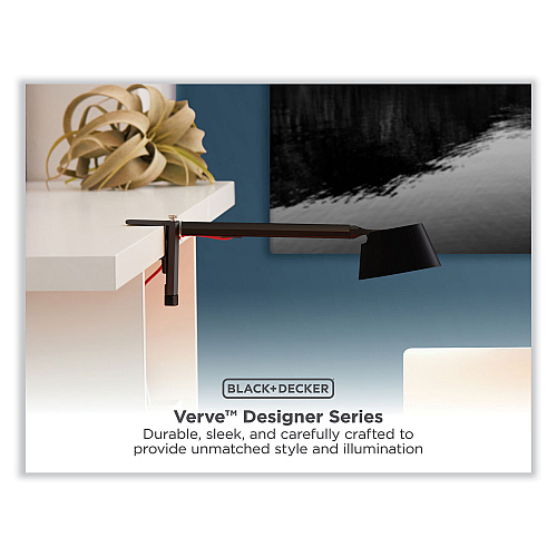 Black & Decker PureOptics Verve Designer Series LED Desk Lamp with Clamp Base, 13.58" High, Black (LED2200CLBK)