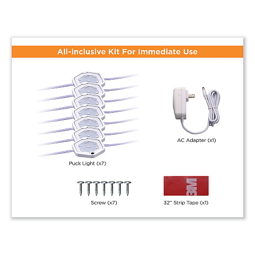 Black & Decker LED Under Cabinet Puck Light Kit, 2.68w x 0.3h, White (LEDUCPUCK7WK)