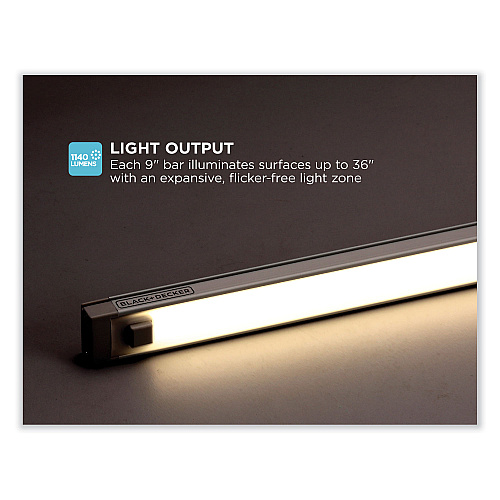 Black & Decker LED Dimmable Under Counter Lighting with Motion Sensor Three-Bar Kit, 0.78w x 0.39h (LEDUC93CK)