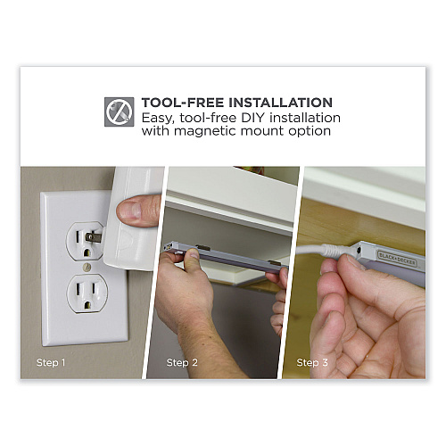 Black & Decker LED Under Cabinet Lighting Kit with Magnetic Option Two-Bar Kit, 0.78w x 0.39h (LEDUC122DK)