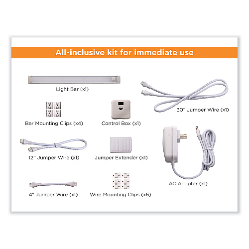 Black & Decker LED Dimmable Under Counter Lighting with Motion Sensor and Magnetic Option One-Bar Kit, 0.78w x 0.39h, 9" Length (LEDUC91WK)