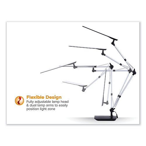 Bostitch Dual Swing Arm Dimmable Desk Lamp, 19.69" High, Black (VLED1509)