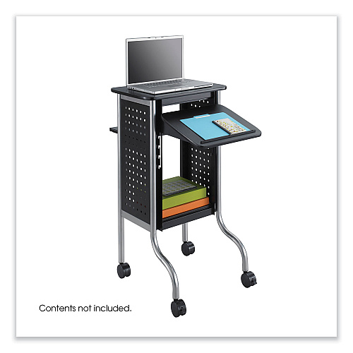 Safco Scoot Presentation Cart, 50 lb Capacity, 4 Shelves, 21.5" x 30.25" x 40.5", Black (8945BL)