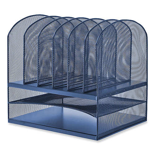 Safco Onyx Desk Organizer with Two Horizontal and Six Upright Sections, Letter Size Files, 13.25 x 11.5 x 13, Blue (3255BU)