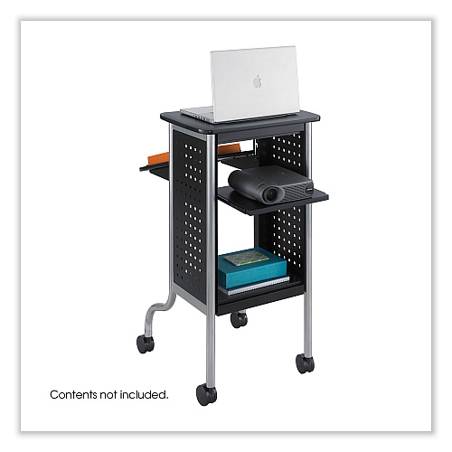 Safco Scoot Presentation Cart, 50 lb Capacity, 4 Shelves, 21.5" x 30.25" x 40.5", Black (8945BL)