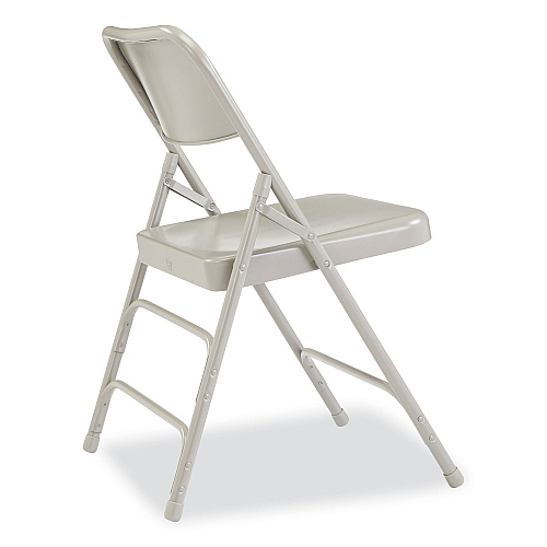 NPS 300 Series Deluxe All-Steel Triple Brace Folding Chair, Supports Up to 480 lb, 17.25" Seat Height, Gray, 4/Carton (302)