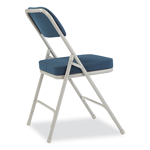 NPS 3200 Series Fabric Dual-Hinge Folding Chair, Supports Up to 300 lb, Regal Blue Seat, Regal Blue Back, Gray Base, 2/Carton (3215)