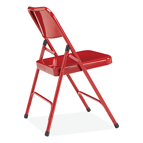 NPS 200 Series Premium All-Steel Double Hinge Folding Chair, Supports Up to 500 lb, 17.25" Seat Height, Red, 4/Carton (240)
