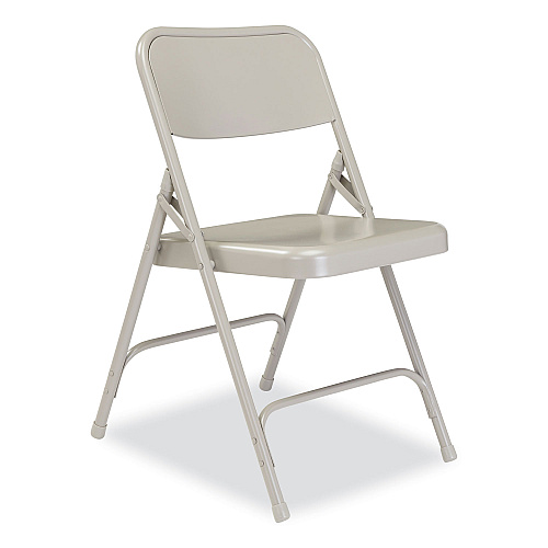 NPS 200 Series Premium All-Steel Double Hinge Folding Chair, Supports Up to 500 lb, 17.25" Seat Height, Gray, 4/Carton (202)