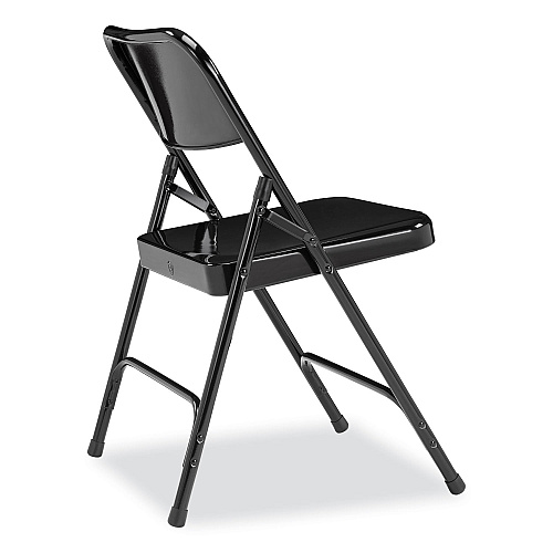 NPS 200 Series Premium All-Steel Double Hinge Folding Chair, Supports Up to 500 lb, 17.25" Seat Height, Black, 4/Carton (210)