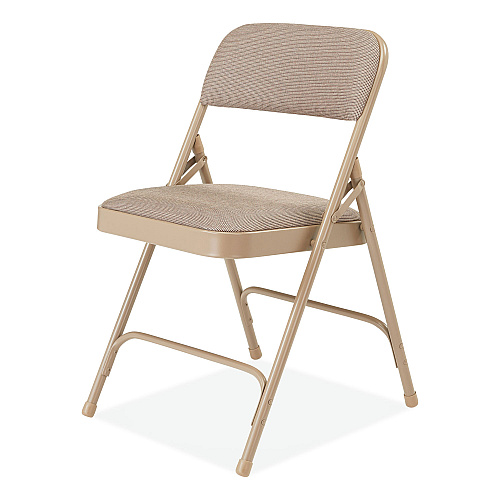 NPS 2200 Series Deluxe Fabric Upholstered Dual-Hinge Premium Folding Chair, Supports Up to 500 lb, Cafe Beige, 4/Carton (2201)