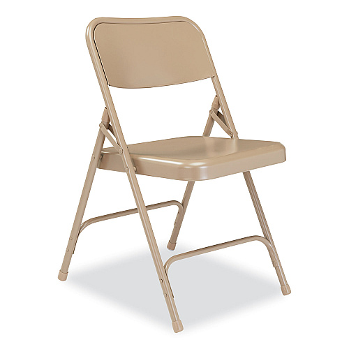 NPS 200 Series Premium All-Steel Double Hinge Folding Chair, Supports Up to 500 lb, 17.25" Seat Height, Beige, 4/Carton (201)