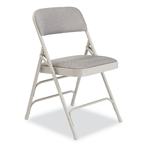NPS 2300 Series Fabric Triple Brace Double Hinge Premium Folding Chair, Supports Up to 500 lb, Greystone, 4/Carton (2302)