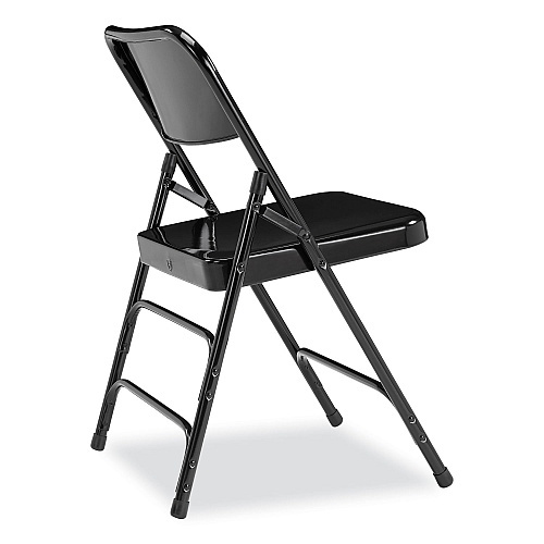 NPS 300 Series Deluxe All-Steel Triple Brace Folding Chair, Supports Up to 480 lb, 17.25" Seat Height, Black, 4/Carton (310)