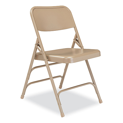 NPS 300 Series Deluxe All-Steel Triple Brace Folding Chair, Supports Up to 480 lb, 17.25" Seat Height, Beige, 4/Carton (301)