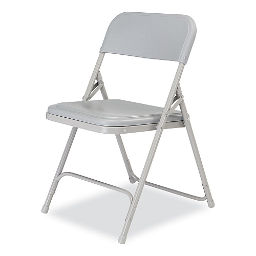 NPS 800 Series Premium Plastic Folding Chair, Supports Up to  500 lb, 18" Seat Height, Gray Seat, Gray Back, Gray Base, 4/Carton (802)